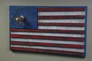 Hot Water Faucet Flag — assemblage by Charly Weir